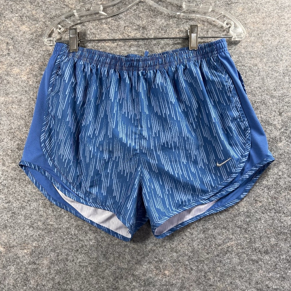 Nike Dri Fit‎ Running Shorts Womens Med Blue Pocket Lined 3" Drawstring Jogging